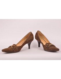 Chaussures en cuir velouté - marron